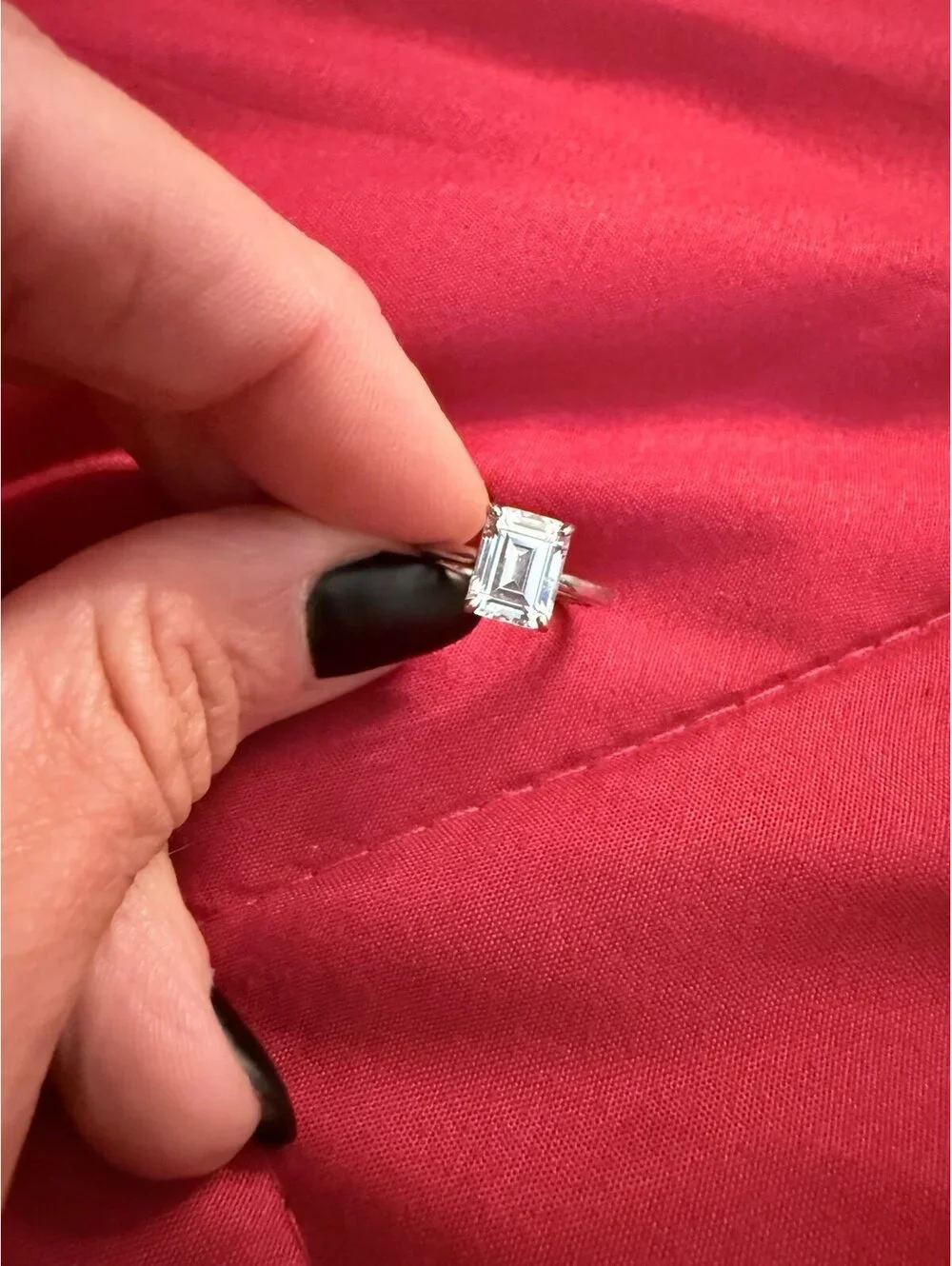 Emerald Cut Clear CZ Solitaire Ring